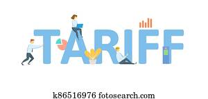 Tariff. Concept with keywords, people and icons. Flat vector illustration. Isolated on white. Tariff. Concept with keywords, people and icons. Flat vector illustration. Isolated on white.