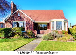 Banco de Fotografías - puerta verde, en, ladrillo rojo, casa
