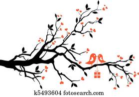 love birds with gift box, vector love birds with gift box, vector