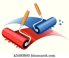 quadro, vermelho, azul