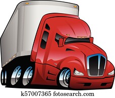 חצי משאית, עם, רכב נגרר, ציור היתולי, וקטור, דוגמה