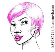 Black woman with pink hair Black woman with pink hair