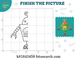 Copy and complete the picture vector blank game, illustration Copy and complete the picture vector blank game, illustration