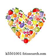 Energy fruit heart shape for your design Energy fruit heart shape for your design
