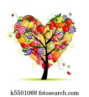 Energy fruit tree heart shape for your design Energy fruit tree heart shape for your design