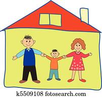 Family in the home. Stop coronavirus. Family in the home. Stop coronavirus.