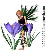 Spring Crocus Fairy - Purple Spring Crocus Fairy - Purple