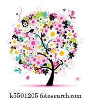 Summer floral tree for your design Summer floral tree for your design