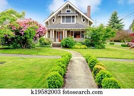 Hauseingang, treppe, von, mauerstein, und, rosen, mit, dass, straße