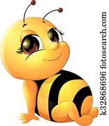 hermoso, abeja, en, un, fondo blanco