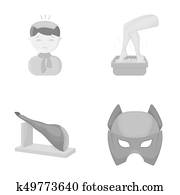 medicine, cosmetology, business and other web icon in monochrome style. Superman, cinema, fantasy, icons in set collection.