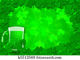 Shamrock Leaves Border Glass of Beer for St Patricks Day Shamrock Leaves Border Glass of Beer for St Patricks Day