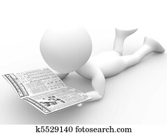 3D human reading the newspaper 3D human reading the newspaper