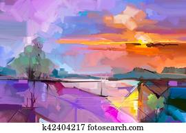 Abstract oil painting landscape background. Abstract oil painting landscape background.