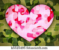Camouflage %u2013 pink heart on green Camouflage %u2013 pink heart on green
