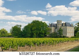 Chateau and vineyard in Margaux, Bordeaux, France Chateau and vineyard in Margaux, Bordeaux, France