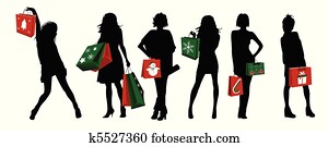 christmas silhouette girls shopping