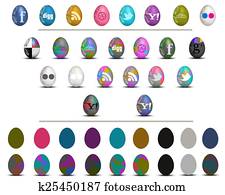 Colorful social media Easter eggs i Colorful social media Easter eggs i