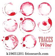 Set traces red wine marks Set traces red wine marks