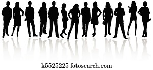 silhouette, di, persone affari