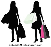 silhouette girl shopping