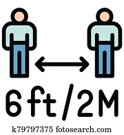Social distancing vector illustration, filled style icon Social distancing vector illustration, filled style icon