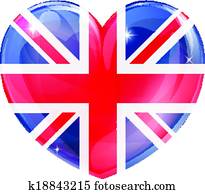 Union jack british heart flag