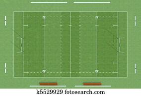 vista superior, de, um, campo rúgbi