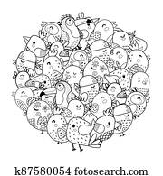 שרבט, צפרים, הסתובב, עצב, תבנית, ל, לצבוע, book., לצבוע, עמוד