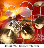 abstract musical background piano drums and trumpet abstract musical background piano drums and trumpet