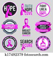 Breast Cancer Awareness Ribbons and Badges