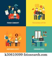 coworking, 中心, 套間