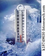 gelo, gelado, termômetro