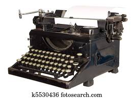 Vintage typewriter on white background