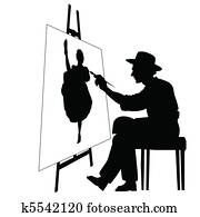 Artist with easel Artist with easel