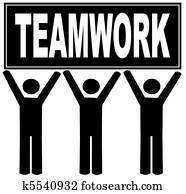 men holding sign up that says teamwork men holding sign up that says teamwork