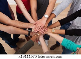 Multiethnic College Students Stacking Hands