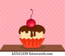 sweet cupcake with a chocolate sweet cupcake with a chocolate