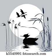 vector drawing flying birds on background sun vector drawing flying birds on background sun