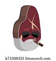 סטייק, כועס, רגש, isolated., קללה, בשר, ציור היתולי, style.