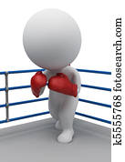 3d small people - boxer on a ring 3d small people - boxer on a ring