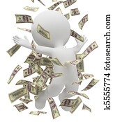 3d small people - money rain