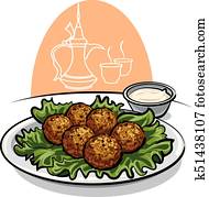 falafel with lettuce and sauce falafel with lettuce and sauce