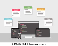 flache, webentwicklung, design, vektor flache, webentwicklung, design, vektor
