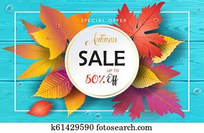 Hello Autumn Sale banner, maple leaves, wood background Hello Autumn Sale banner, maple leaves, wood background