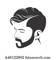 homens, corte cabelo, penteado, com, barba