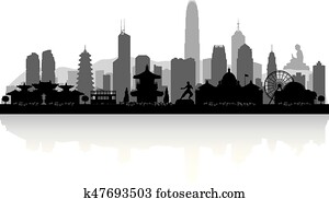 Hong Kong China city skyline silhouette Hong Kong China city skyline silhouette