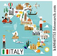 italien, reise, map. italien, reise, map.