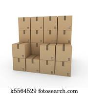 3d, ארוז, מישלוח, קופסה, חום