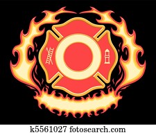 Firefighter Cross Flaming Banner Firefighter Cross Flaming Banner